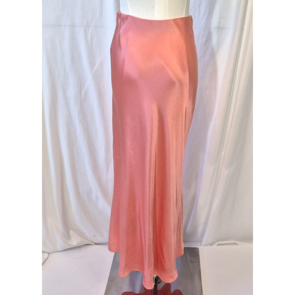 Rails Womens Designer Coral Satin Maya Midi Skirt XS Side Slit - Picture 7 of 8